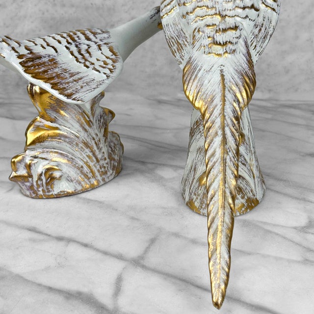 Gold Mid-Century Hollywood Regency Ceramic Pheasant Bird Sculpture - A Pair For Sale - Image 8 of 9