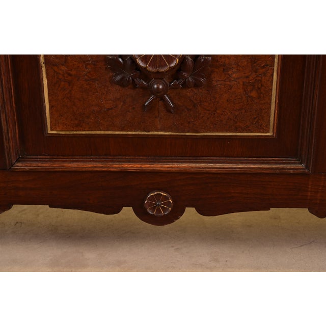 Herter Brothers Style Antique Victorian Carved Walnut and Burl Wood Full Size Bed, Circa 1880s For Sale - Image 9 of 11