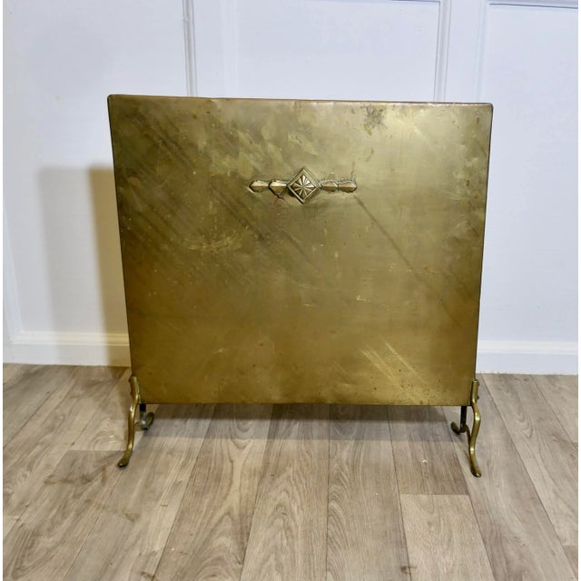 Metal Art Deco Brass Fire Screen For Sale - Image 7 of 8