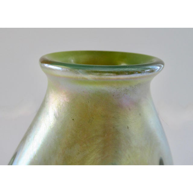 A Vintage Art Nouveaux-Style, Signed Iridescent Thick and Solid "Feather," Vessel/ Vase For Sale - Image 11 of 18