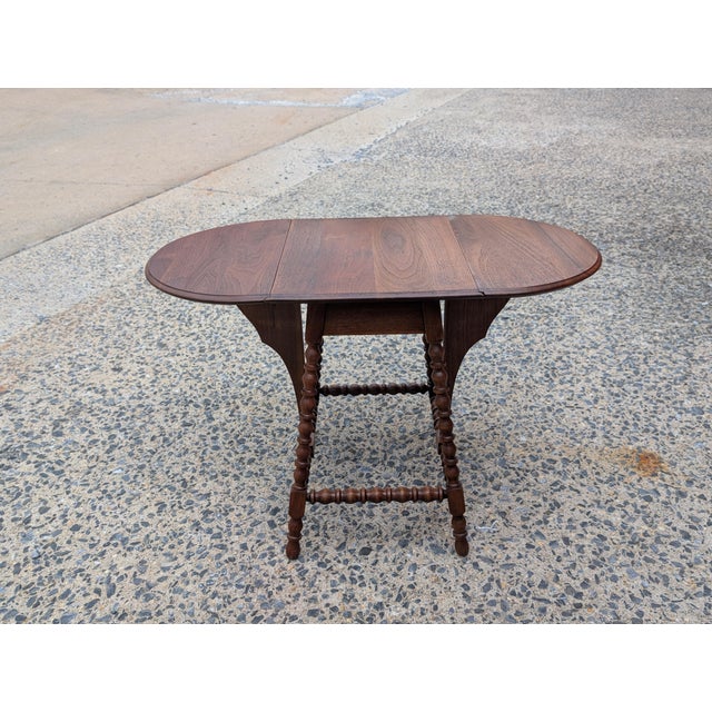 Vintage Americana Style Drop Leaf Side Table Rustic Country Colonial For Sale - Image 10 of 11