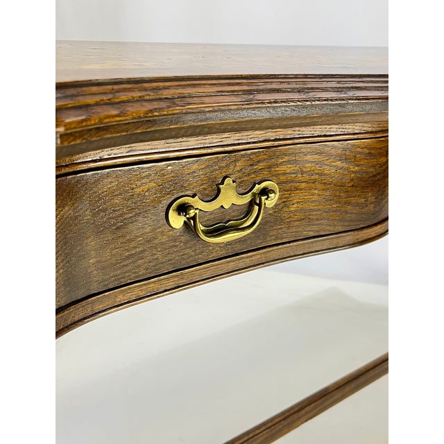 Late 20th Century Traditional Walnut & Burl Wood Serpentine Console Table For Sale - Image 9 of 15