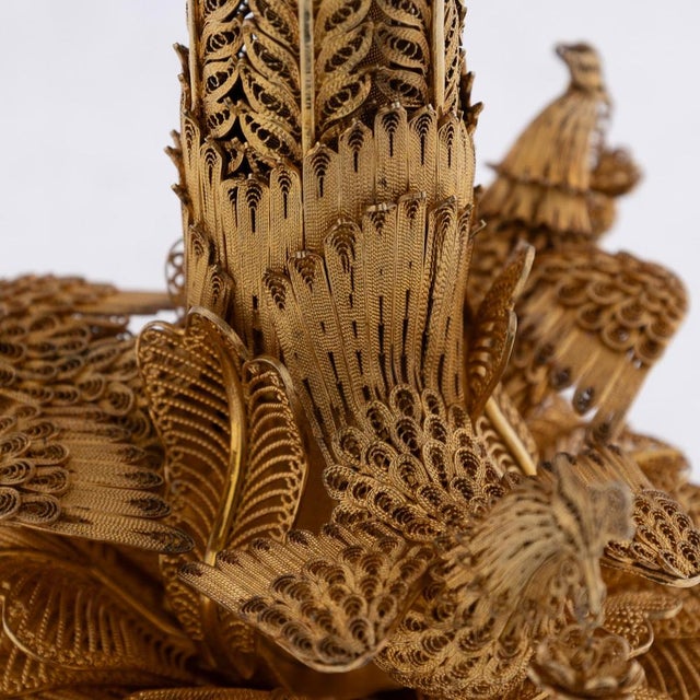 20th Century Chinese Export Silver Filigree Gem Set Cup & Cover, 1950s For Sale - Image 6 of 18