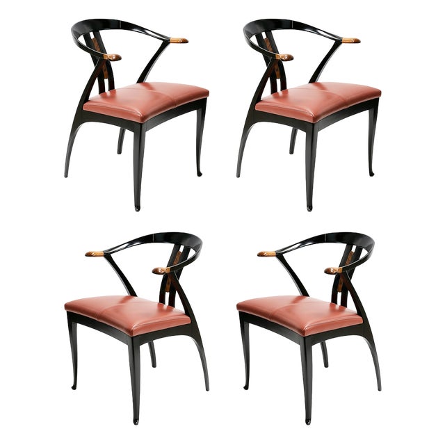Mid-Century Italian Dining Chairs from Giorgetti, 1980s, Set of 4 For Sale