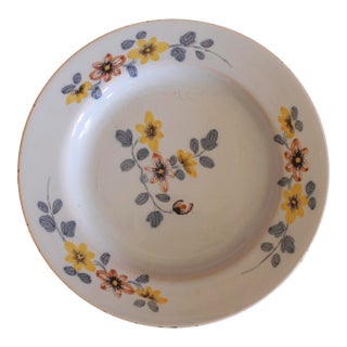 English Delftware Plate in Yellow and Lavender For Sale