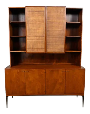 Mid-Century Modern 2-Piece China Hutch Cabinet Buffet by Heywood Wakefield for Contessa Collection