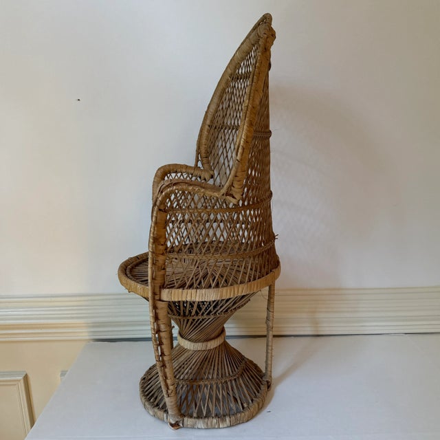Boho Chic 1960s Child Size Rattan Peacock Chair For Sale - Image 3 of 7
