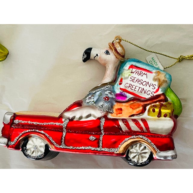 1970s Two Florida Tropical Flamingo Crocodile Christmas Ornaments For Sale In Miami - Image 6 of 6