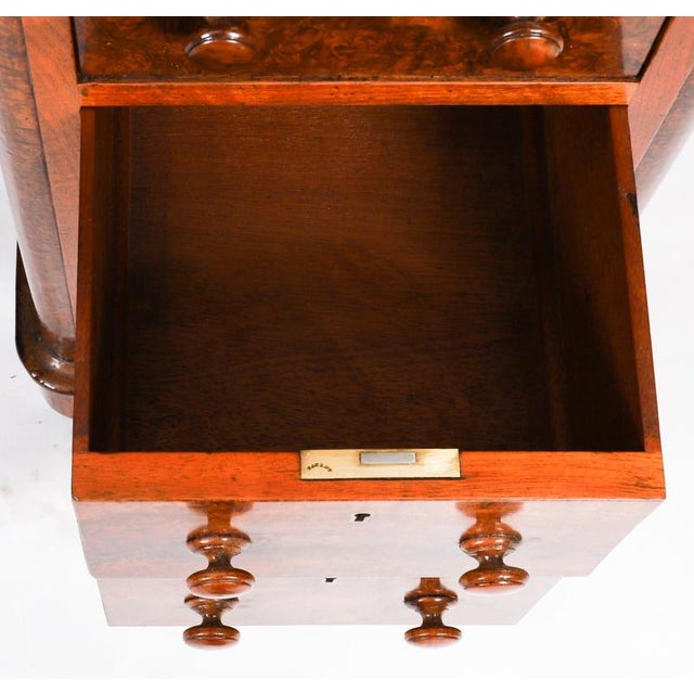 Antique Victorian Burr Walnut Twin Pedestal Desk, 1860s For Sale - Image 14 of 18