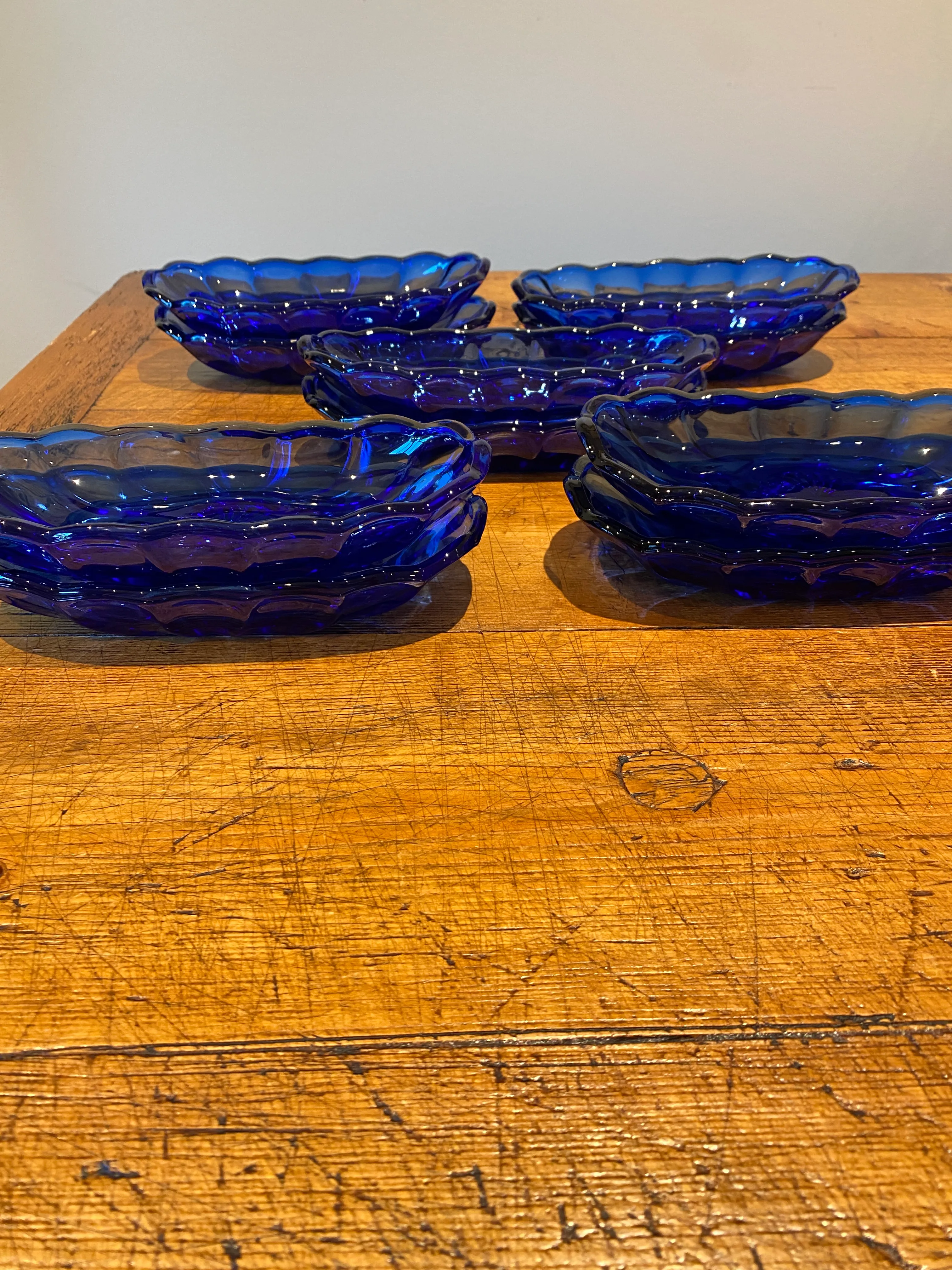 Vintage Mid 20th Century Anchor Hocking Cobalt Blue Banana Split