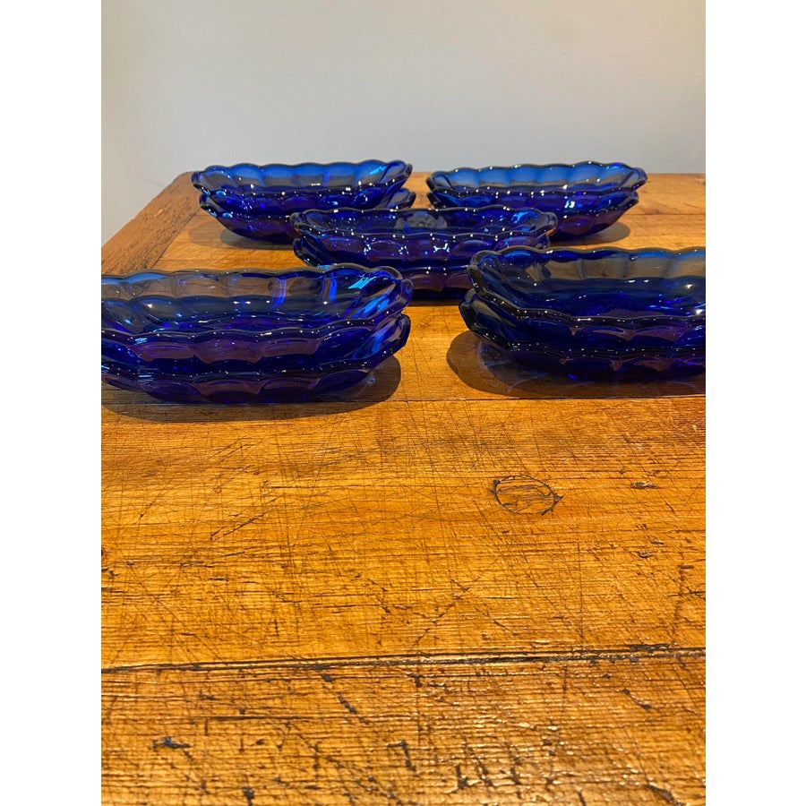 Vintage Mid 20th Century Anchor Hocking Cobalt Blue Banana Split