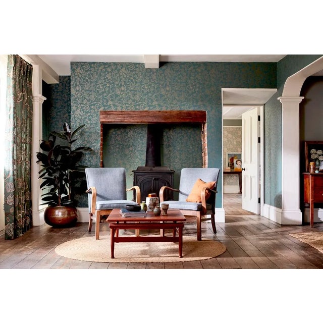 English Morris & Co Middlemore Wallpaper in Moss Gold - a Sample For Sale - Image 3 of 3