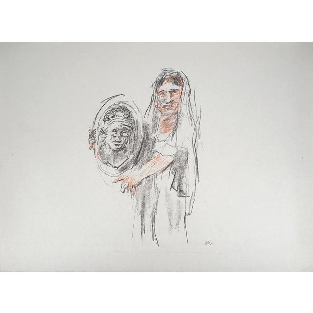 Oskar Kokoschka, Mythology, Woman Holding a Shield, 1962, Original Lithograph For Sale - Image 6 of 6