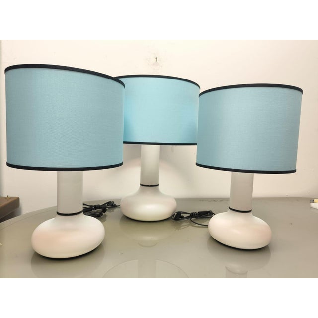 Blue Vintage Tris Snow Table Lamp, 1970s, Set of 3 For Sale - Image 8 of 18