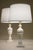 A striking matching set of Italian Carrara marble Neoclassic Art Deco Empire Regency Urn style table lamps from Italy...