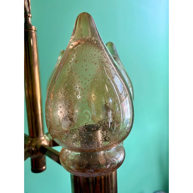 Mid 20th Century Danish Modern Brass and Glass Chandelier For Sale In New York - Image 6 of 13