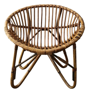 Vintage Rattan & Wicker Lounge Armchair, Italy, 1960s