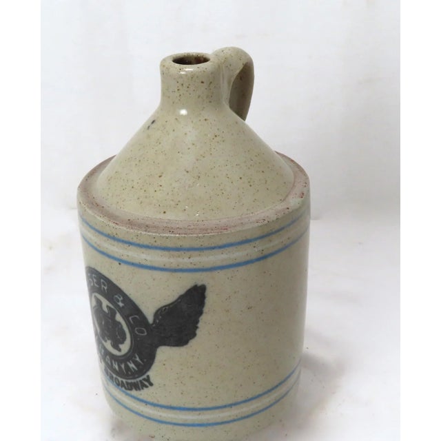 This is a Great Looking Antique American Blue Decorated Stoneware Liquor - Whiskey Jug. Circa Early 20th Century. Small -...