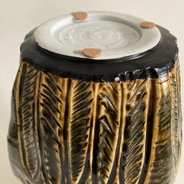 Artist Signed Handmade Art Studio Pottery Vase - Incised Textured Design, Fine Art Ceramics, Handmade Pottery For Sale - Image 11 of 17