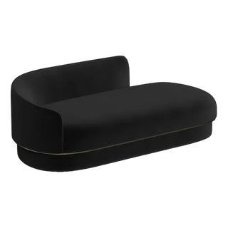 Modern Gentle Daybed in Black Velvet and Bronze Metal by Javier Gomez For Sale