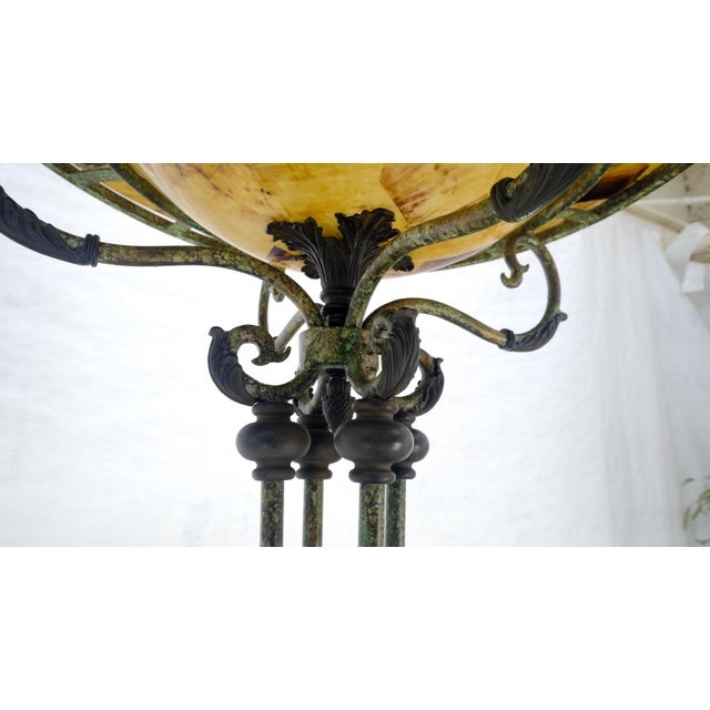 Large 24" Diameter Onyx Shade Black Marble Maitland Smith Floor Lamp MINT For Sale - Image 13 of 15