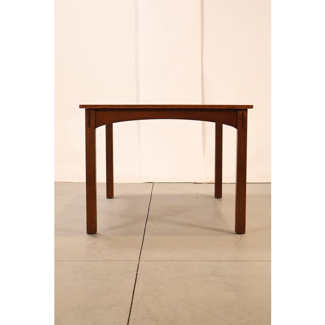 Stickley Mission Collection Harvey Ellis Inlaid Oak Extendable Dining Table For Sale - Image 17 of 18