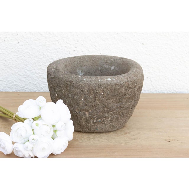 This heavy stone mortar is a relic of the "Old World" kitchen. Carved from a single block of solid granite, it was...