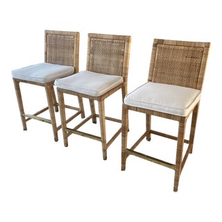Serena & Lilly Balboa Natural Counter Stools - Set of 3 For Sale