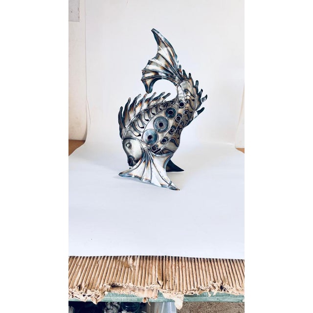 Modern Metal Fish Sculpture with Subtle Reflections For Sale - Image 6 of 8
