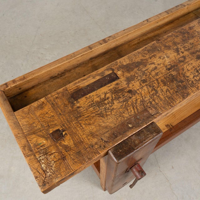 Late 19th Century Portuguese Rustic Carpenter's Workbench Console Table For Sale - Image 4 of 17