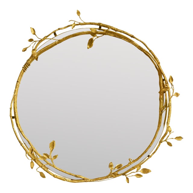 Brilliant Gold Lennox Vine and Leaf Wall Mirror For Sale