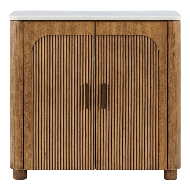 Fluted Wood Bedside Table / Nightstand For Sale