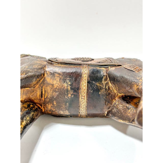 Brown Vintage Carved Wood Horse Sculpture With Brass Inlay For Sale - Image 8 of 10