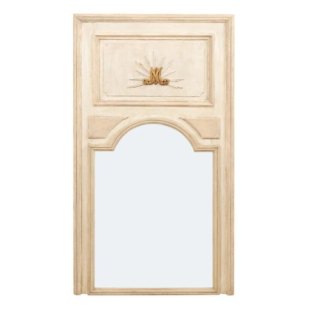 Tall French 19th Century Painted Wood Trumeau Mirror For Sale - Image 10 of 10