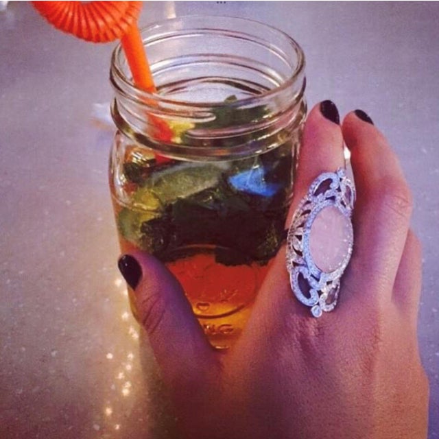 Miriam Salat Pastel Pink Baroque Ring In Sterling Silver & White Topaz For Sale - Image 17 of 18