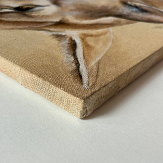 1980 Original Oil on Canvas Painting Mountain Lion by American Wildlife Artist Della Mazy For Sale - Image 4 of 8