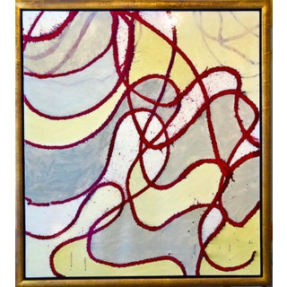 Jonathan Feldschuh, Large Abstract Mixed Media Lacquer Painting Stealthy Glow Scientific Abstraction, 1999 For Sale