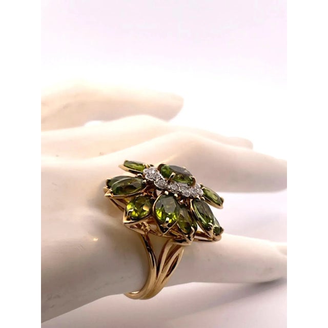 Early 21st Century 14k Peridot Diamond Ring Size 4.5 For Sale In Los Angeles - Image 6 of 8