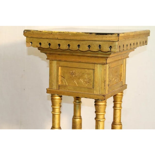19th Century Antique 19th Century Arts & Crafts Pedestal Plant Stand Gold Leaf For Sale - Image 5 of 8