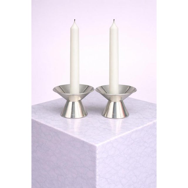 Mid-Century Modern Swedish Sterling Silver Candleholders from GAB, 1961, Set of 2 For Sale - Image 3 of 7