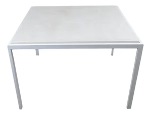 Square White Coffee Table with Inlaid Travertine Table Top, Italy, 1960s