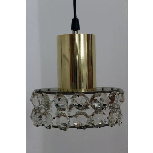 Mid-Century Modern Crystal and Brass Ceiling Lamp, 1950s For Sale - Image 3 of 10