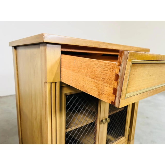 National Furniture Directoire Style Brass Mesh and Beechwood Nightstands For Sale - Image 10 of 10