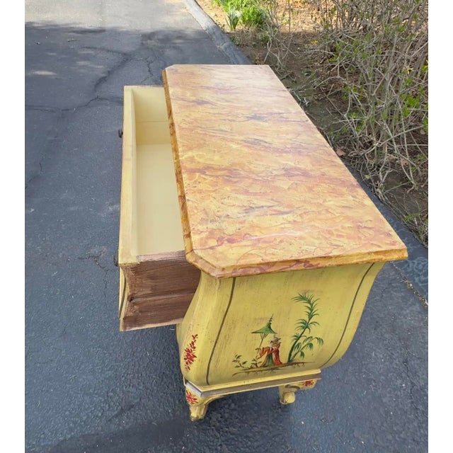 Paint Decorated Italian Chinoiserie Style Bombe Commode For Sale - Image 11 of 11