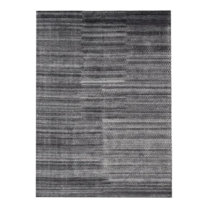 Modern Hand Knotted Abstract Indian Rug in Charcoal & Ivory in Wool 10 X 13'10