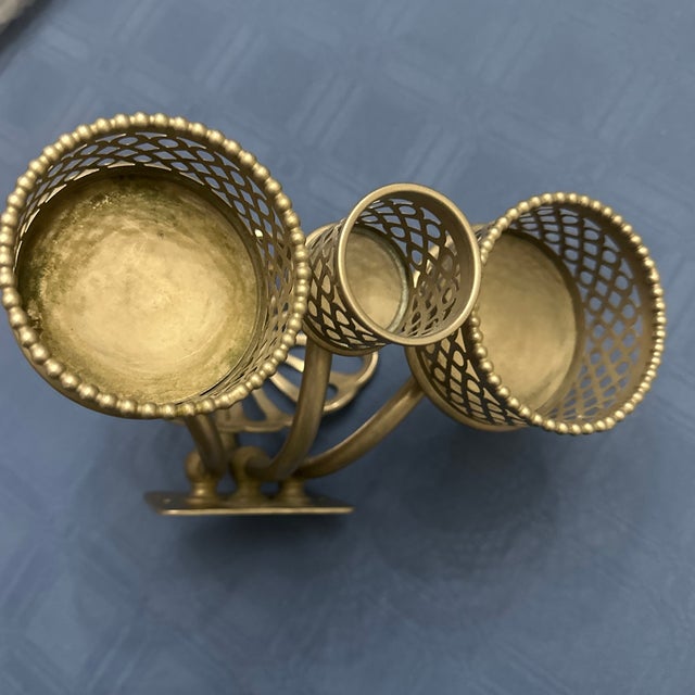 Silver Antique Filagree Brass Nickel Plate Cup Holder Soap Dish Silver & Co. Ny Modern Farmhouse Architectural Salvage Bathroom Accessory Wall Mount For Sale - Image 8 of 12