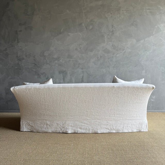 Olivier Belgian Style Slip Covered Sofa in 100% Linen For Sale - Image 9 of 12
