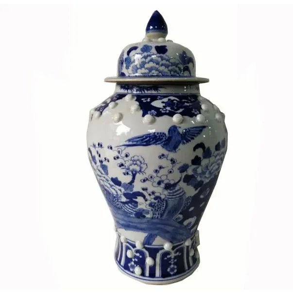 Chinese Blue and White Porcelain Ginger Jar With Birds & Flowers For Sale - Image 10 of 10