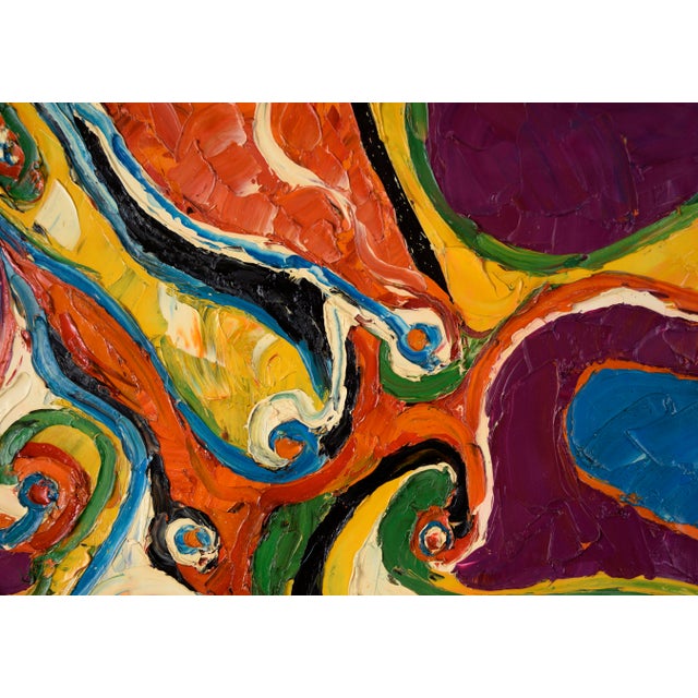 1970s Heavily Textured Abstract Expressionist Composition in Oil on Canvas by Harald Dry Schmidt For Sale - Image 5 of 8