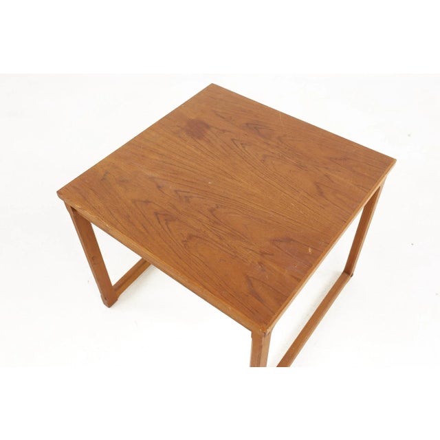 Mid Century Square Teak Side End Table For Sale - Image 10 of 11